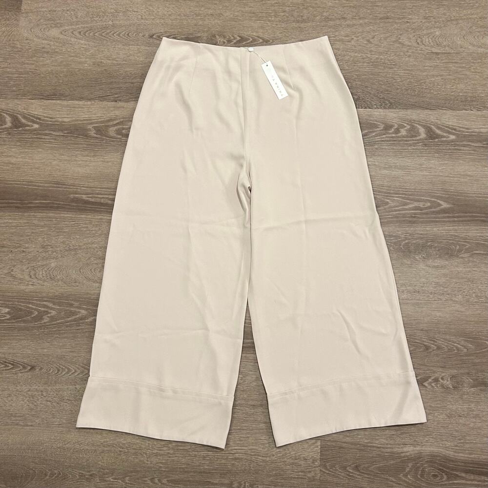 Trina Turk Bahooka Wide Leg Cropped Pant Ecru Size 10 NWT Cuffed Hem - Picture 9 of 15